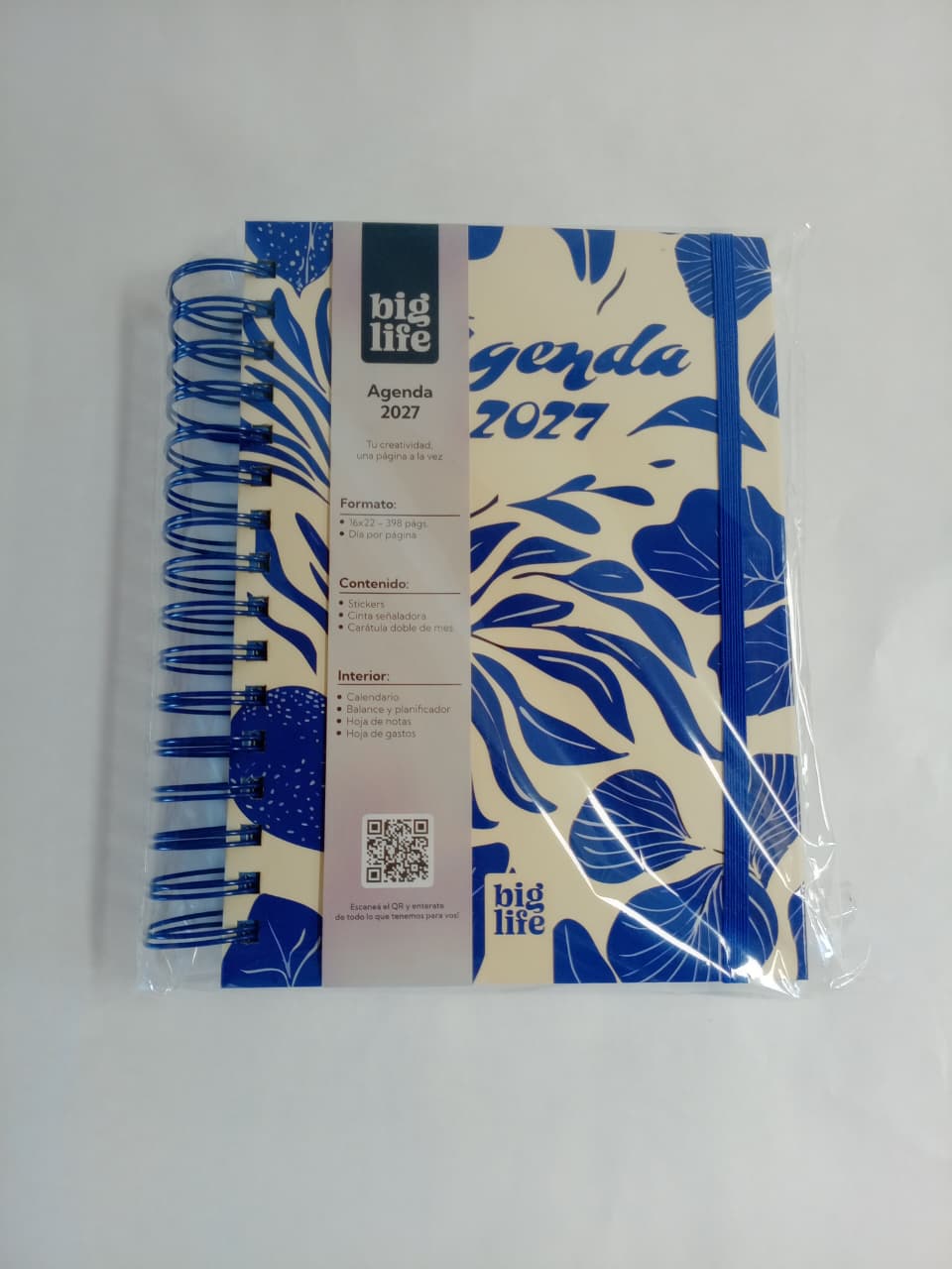 Agenda Blue Organic tapa dura 398 hojas  16x22 PPR