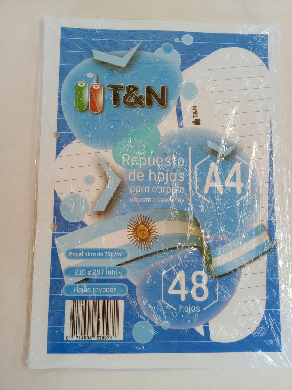 Repuesto de 48 hojas rayadas A4 T&N