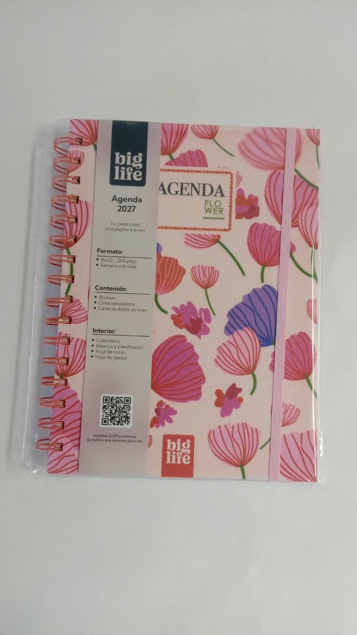 Agenda Flower tapa de tela 200 hojas 16x22 PPR
