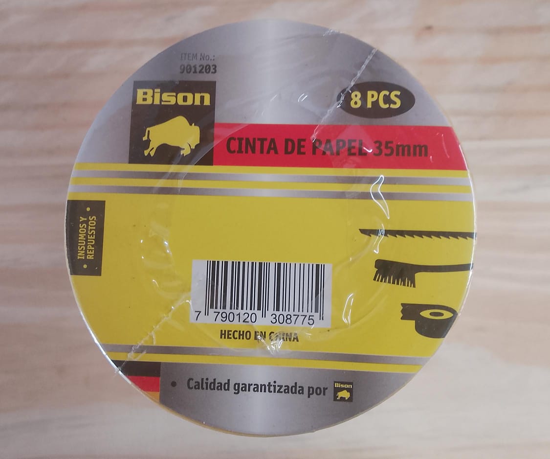 Cinta de Papel (Amarrillo) Bison 35mm  8 Unid.
