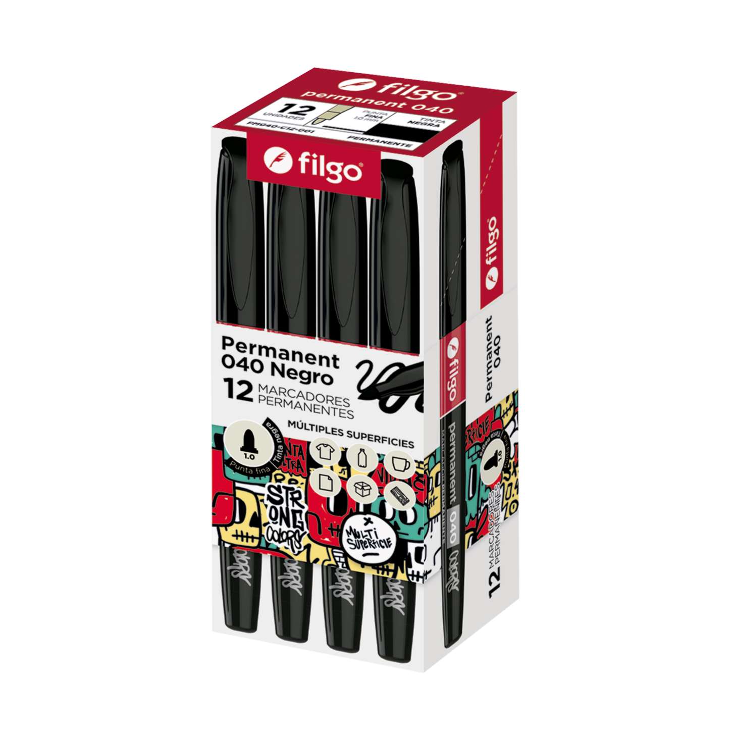 Marcadores Permanente Filgo 040 x12 Unid. - Negro