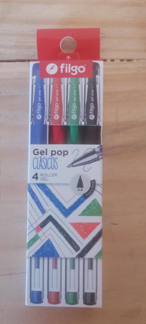 Birome Gel pop Rect. Clasico x4 Unid.
