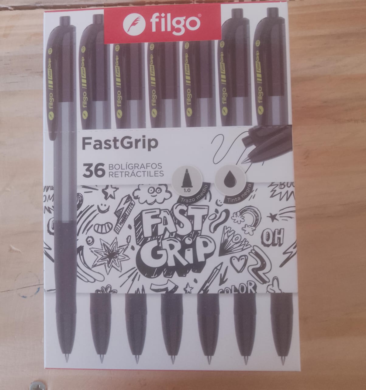 Boligrafo FastGrip Rectractil x36 Unid. - Negra