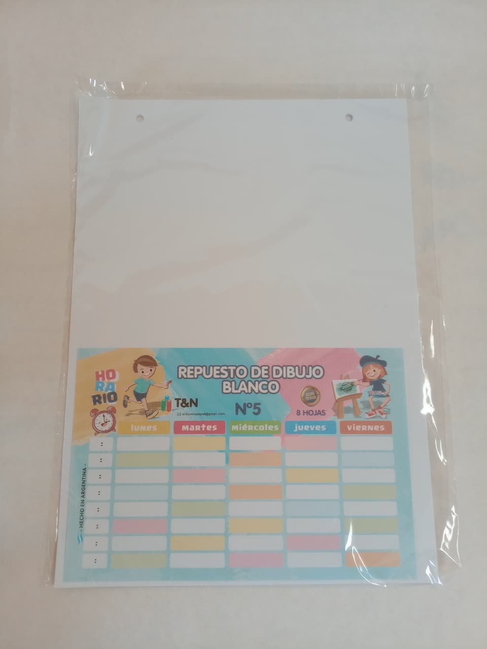 Repuesto 8 hojas de dibujo blanco Nª5 T&N