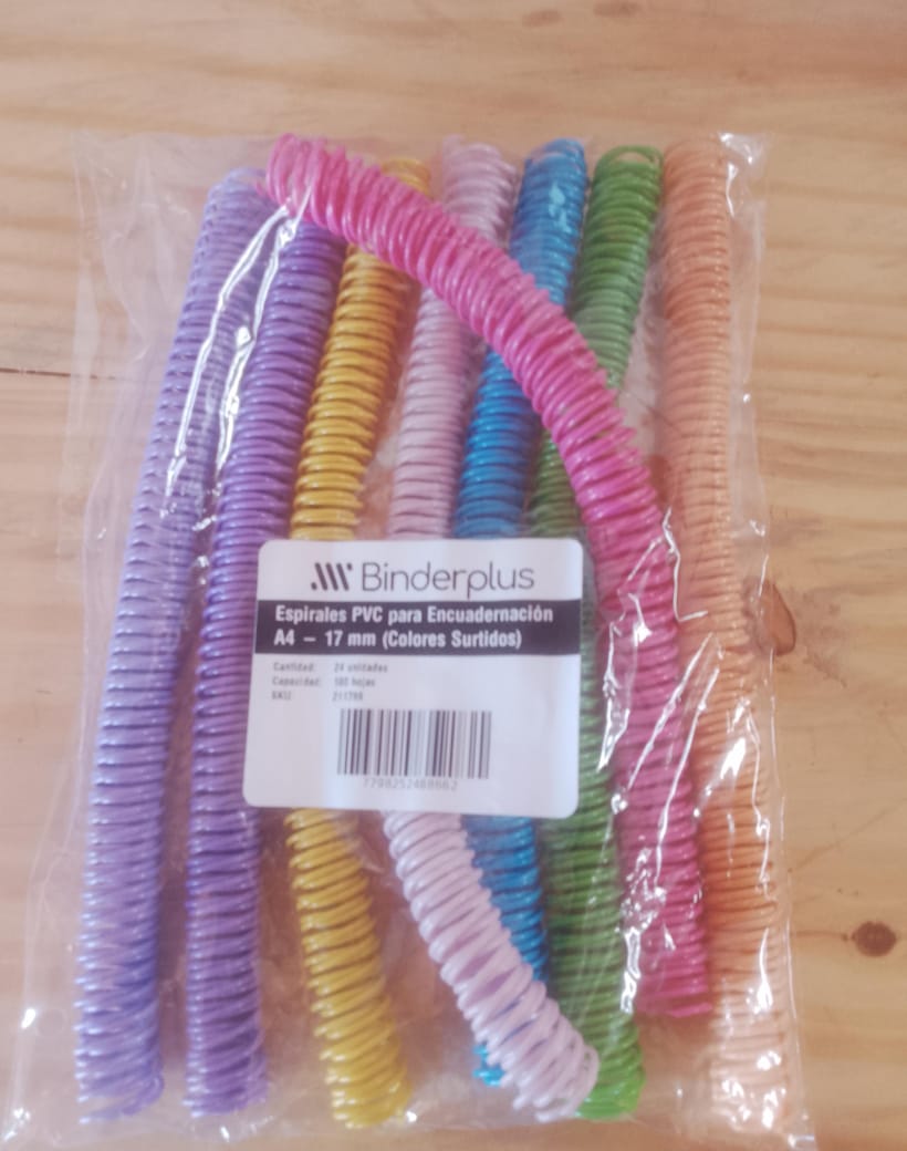 Espiral PVC A4 - 17mm Colores Surtido x24 Unid.