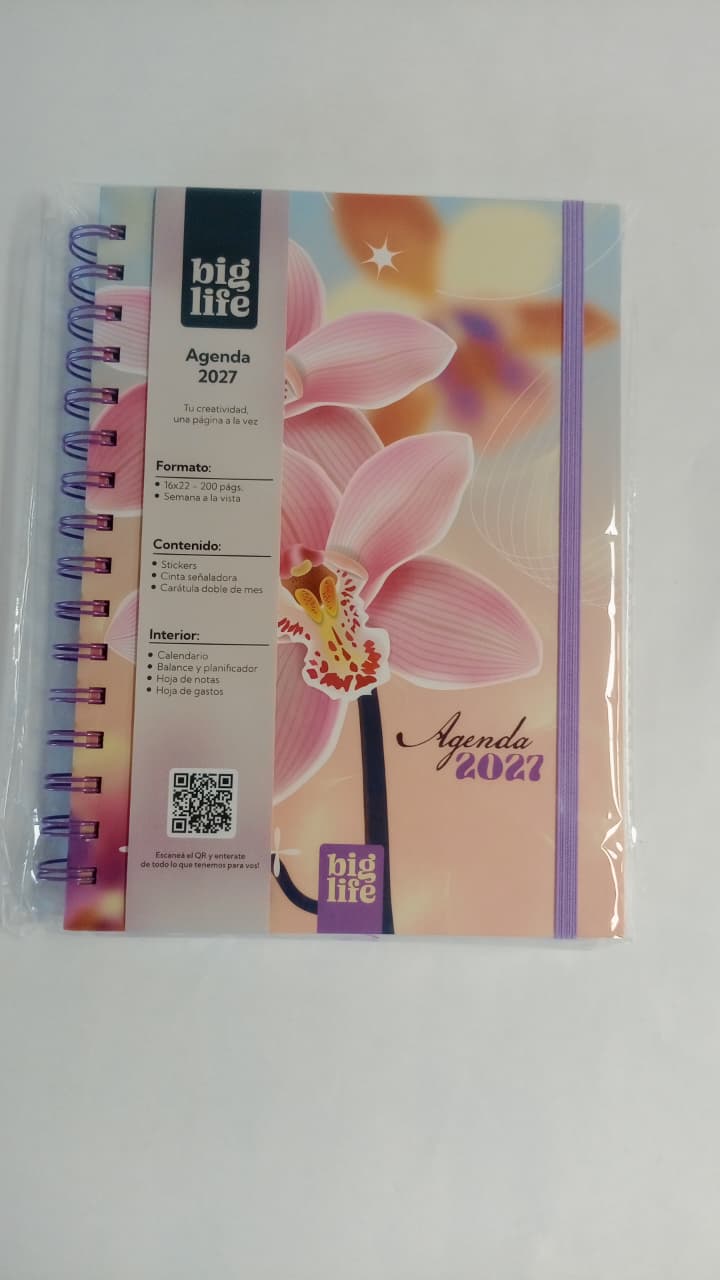 Agenda Orquidea tapa dura 200 hojas 16x22 PPR