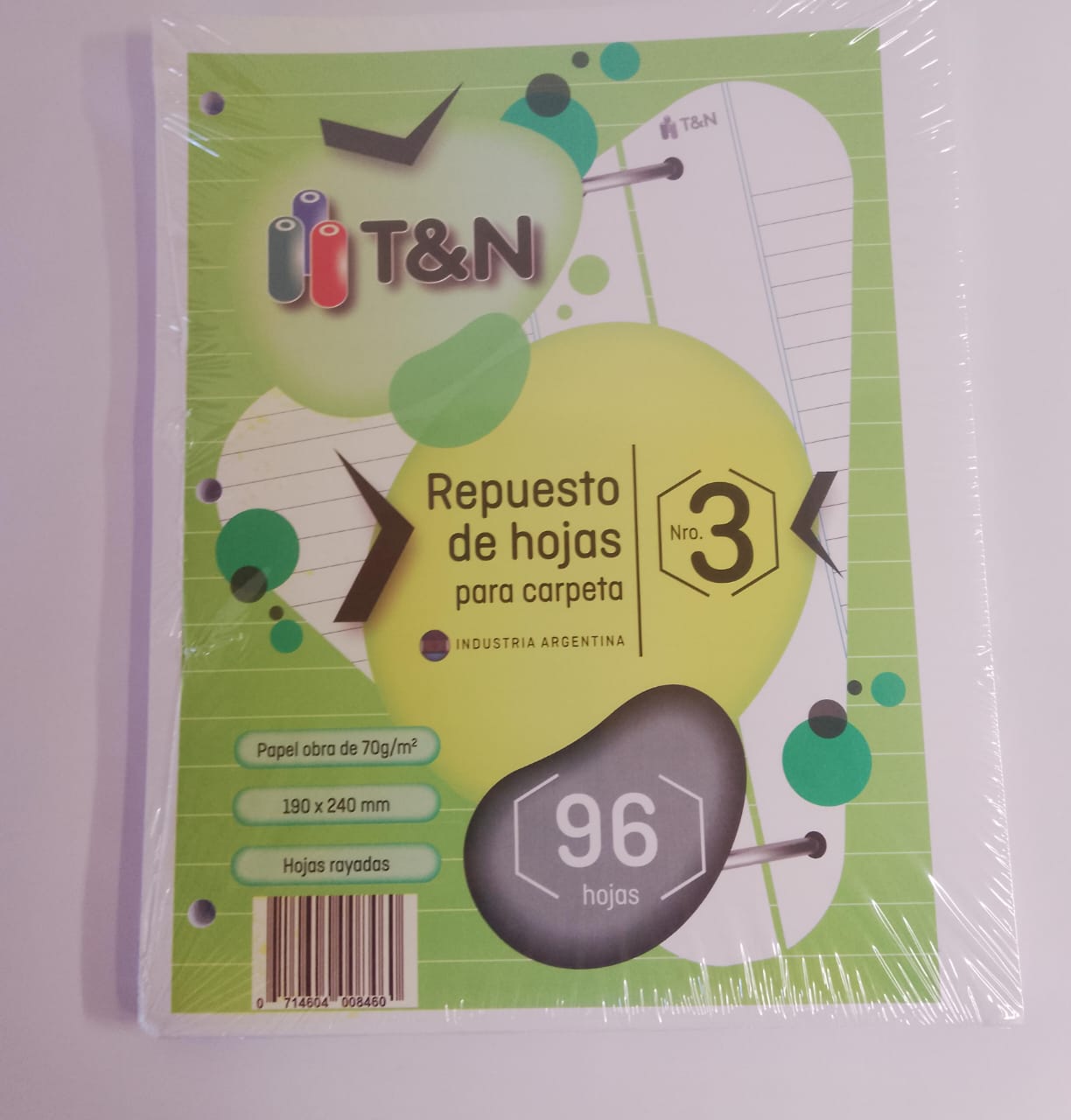 Repuesto de Hojas N°3 T&N 96 Hojas - Rayado