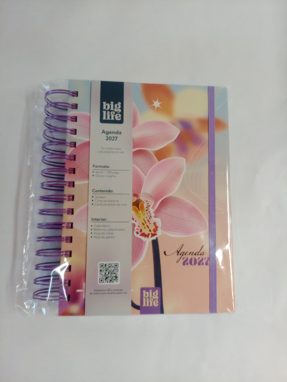 Agenda Orquidia tapa dura 398 hojas 16x22  PPR